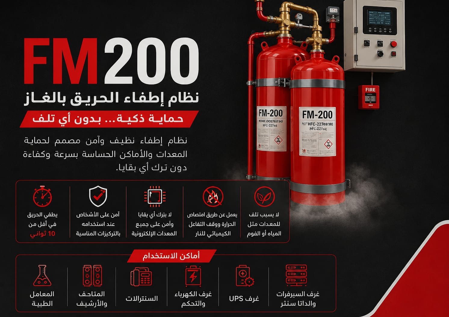 نظام إطفاء الحريق بغاز FM200